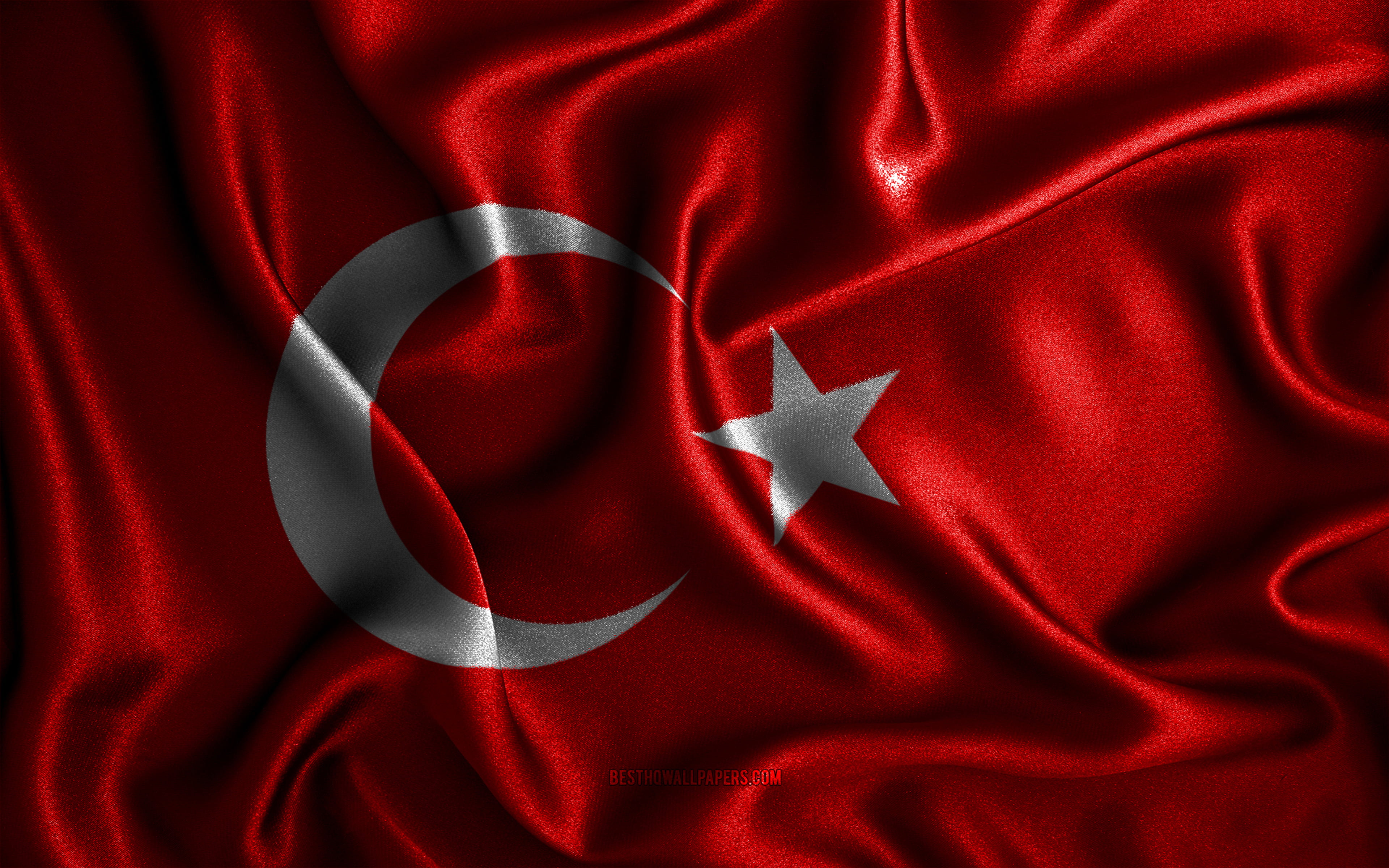 Download Turkish Flag in Silk Waves 3D Art HD Wallpaper - GetWalls.io